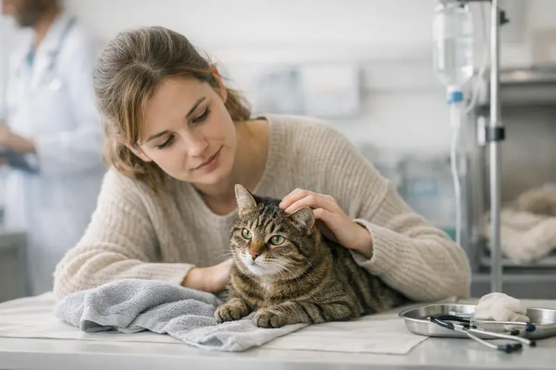 Tarifvergleich Katzenversicherung Ein Katzenhalter vergleicht verschiedene Versicherungsangebote für seine Katze.
