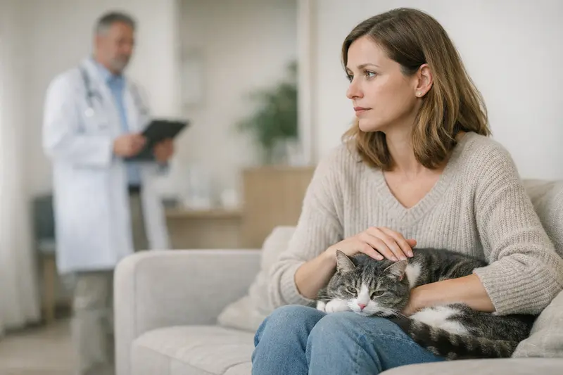 Katzenversicherung Wartezeiten Eine Katze beim Tierarzt, um die Relevanz von Katzenversicherungen zu verdeutlichen.