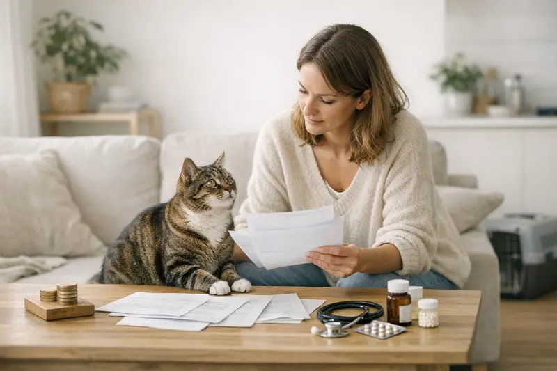 Katzenversicherung Tarifdetails Vergleich Eine Katze wird vom Tierarzt untersucht, um die wichtigsten Tarifdetails für eine Katzenversicherung zu verstehen.
