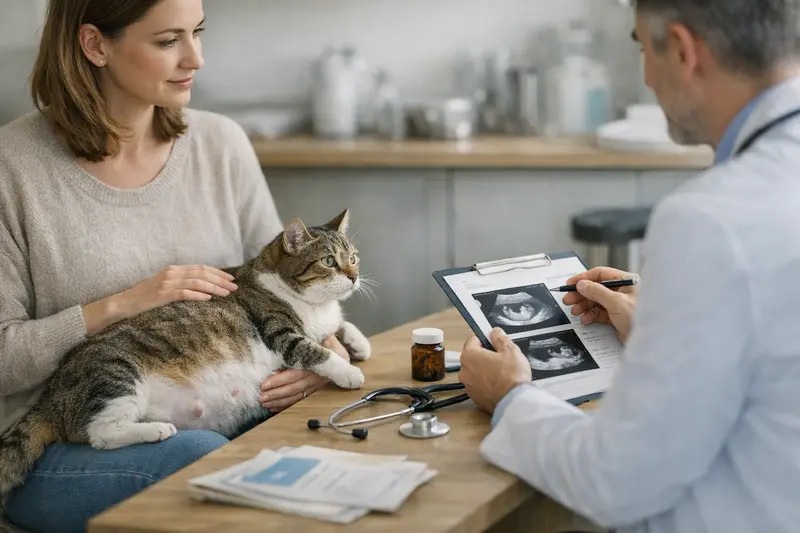 Tarifvergleich Katzenversicherung Katze beim Tierarzt, die eine umfassende medizinische Untersuchung erhält.