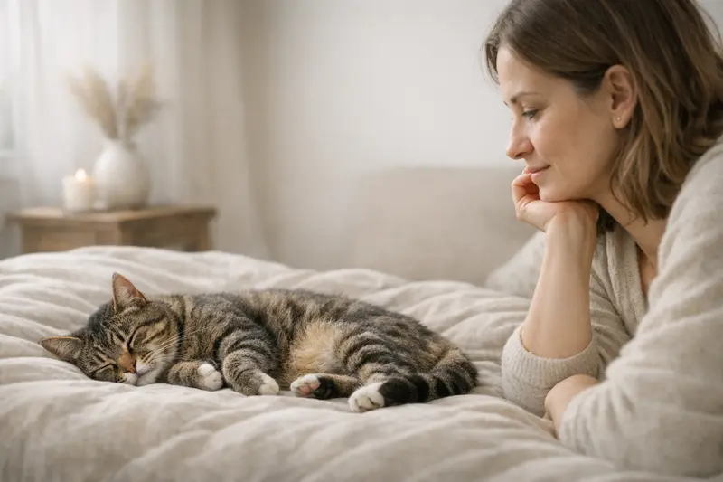 Zuckende Katze im Schlaf Eine schlafende Katze zuckt leicht, während sie träumt.