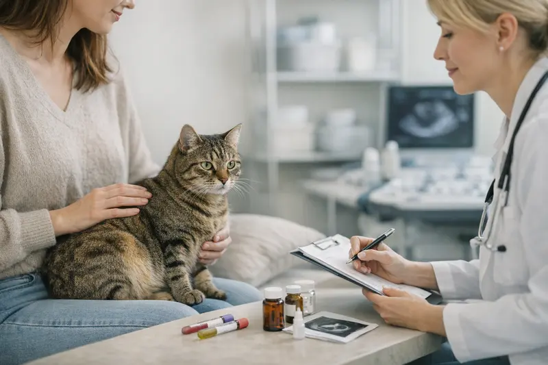Tierarztkosten bei unsauberen Katzen Eine Katze beim Tierarzt zur Untersuchung wegen Unsauberkeit