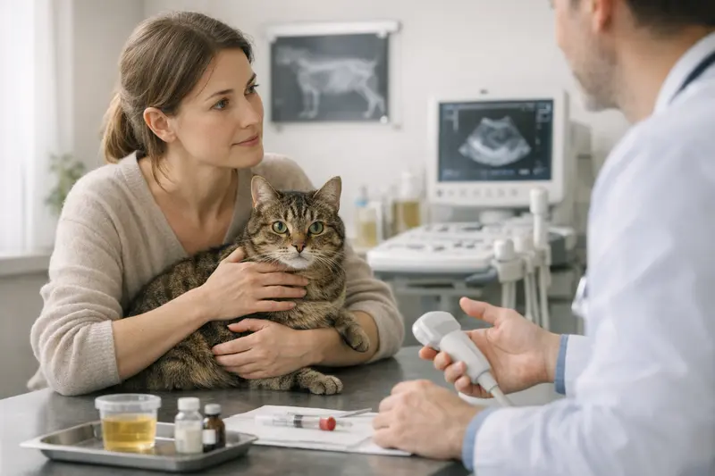 Tierarztleistungen bei unsauberen Katzen Tierarztuntersuchung einer Katze bei Unsauberkeit