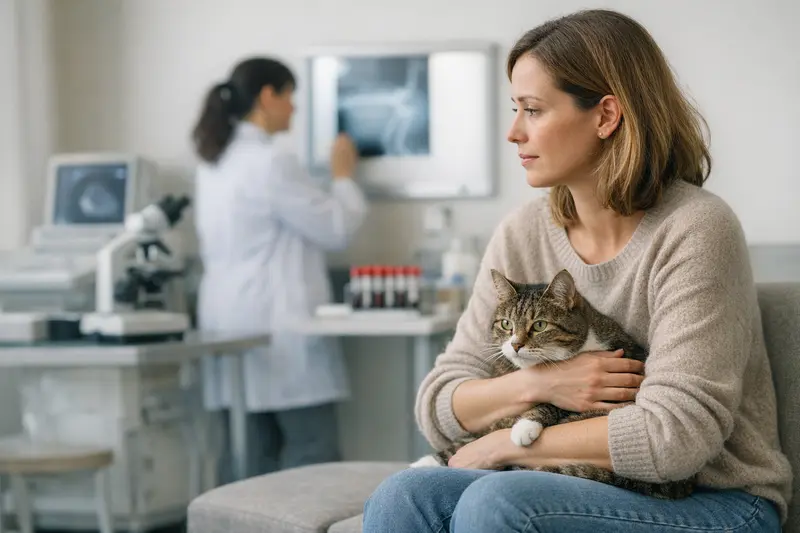 Tierarztkosten bei Katzen mit unklaren Symptomen Ein Tierarzt untersucht eine Katze mit unklaren Symptomen und erklärt die möglichen Kosten.
