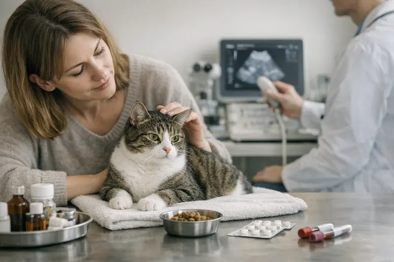 Tierarztkosten bei Allergien bei Katzen Tierarzt untersucht Katze auf Allergien und Unverträglichkeiten