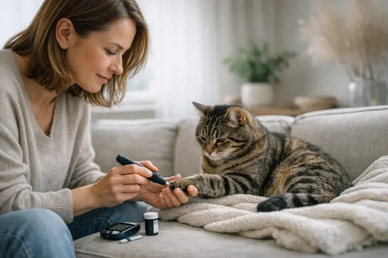 Katze beim Tierarzt Eine gesunde Katze beim Tierarzt zur Untersuchung auf Diabetes
