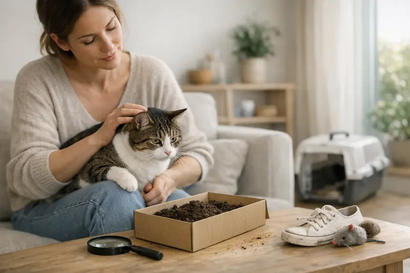 Gesunde Wohnungskatze Eine gesunde Wohnungskatze auf einem gemütlichen Katzenplatz.