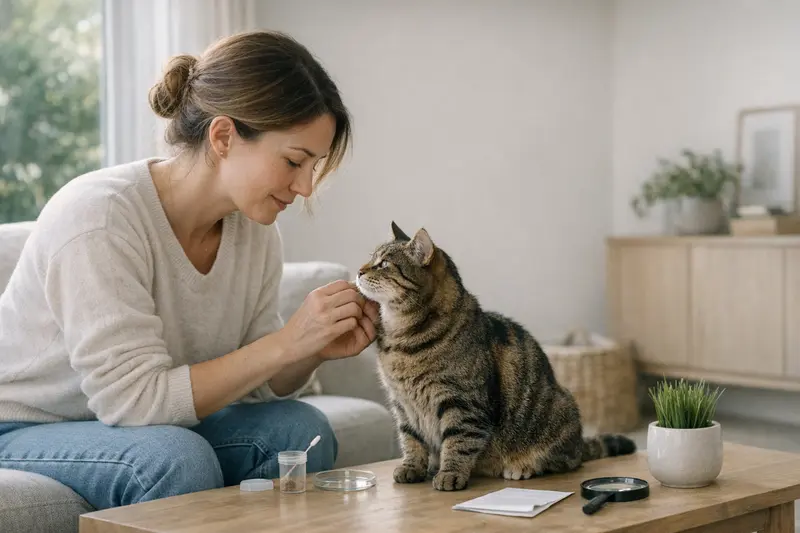 Entwurmung bei Katzen Eine Katze wird vom Tierarzt entwurmt, um ihre Gesundheit zu sichern.