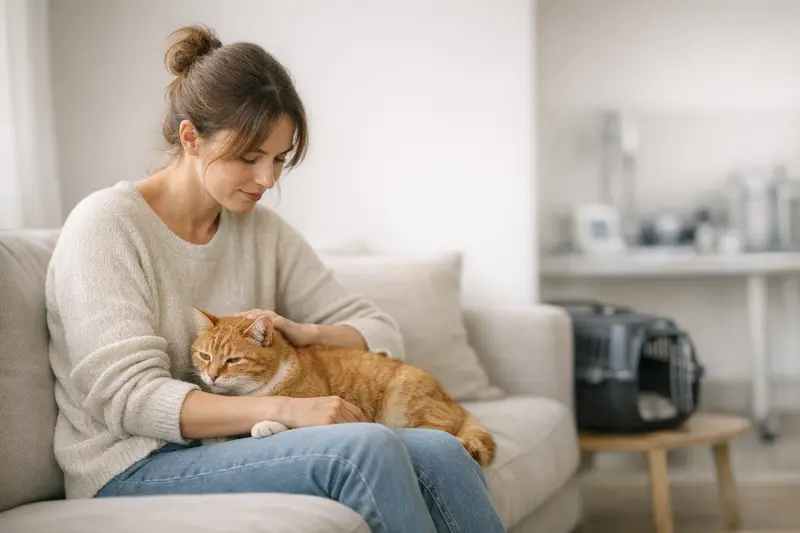 Katzenarztbesuch zur Gesundheitsvorsorge Eine Katze bei einem Tierarzttermin zur Gesundheitsprüfung, um Wartezeiten bei Versicherungen zu vermeiden.