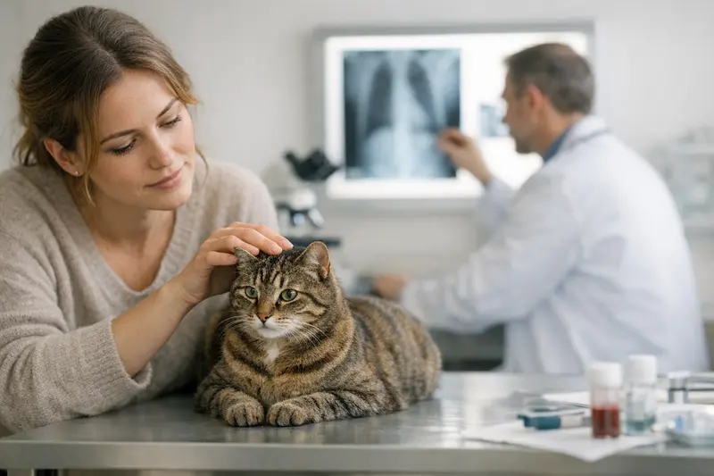 Diagnostik und Laboruntersuchungen bei Katzen Katzenarzt bei der Durchführung einer Laboruntersuchung zur Diagnostik