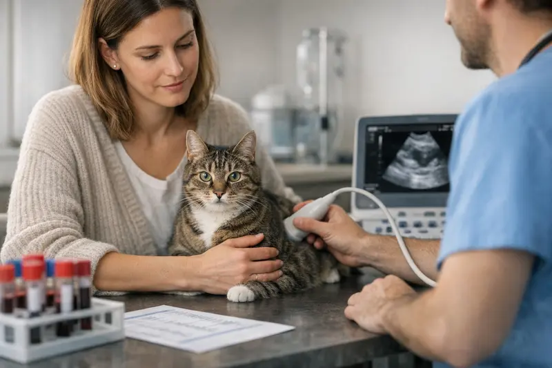 Tierärztliche Untersuchung Katze Tierärztliche Untersuchung bei einer Katze.