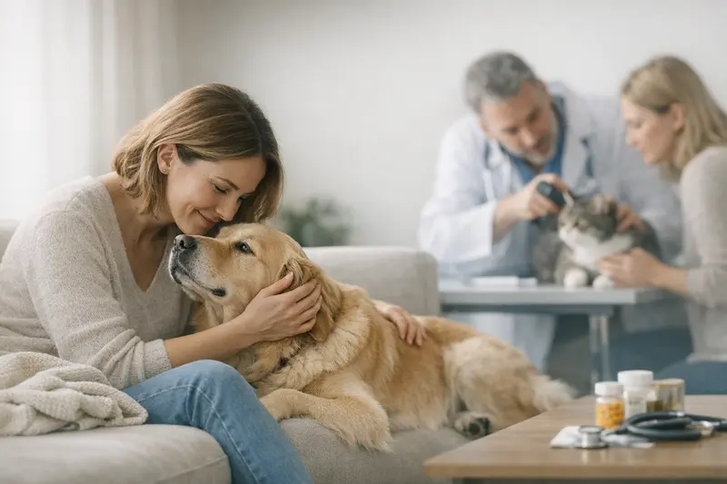 Tierarzt bei der Untersuchung einer Katze zur Vorsorge und Gesundheitssicherung.