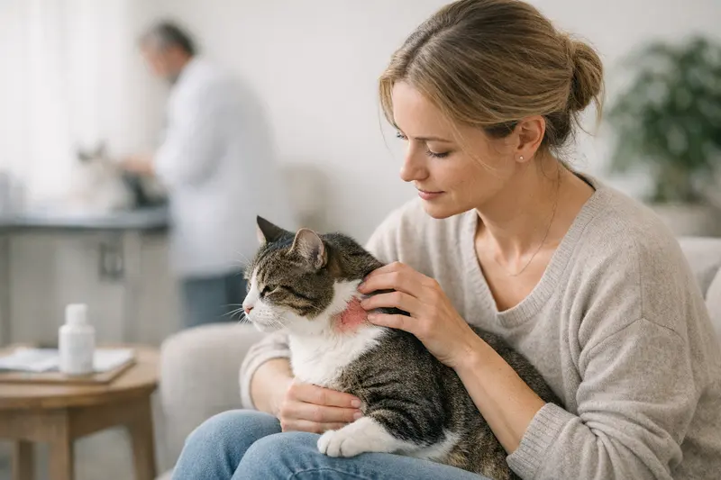 Tierarztuntersuchung bei Hautproblemen Ein Tierarzt untersucht die Haut eines Hundes auf mögliche Hautprobleme.