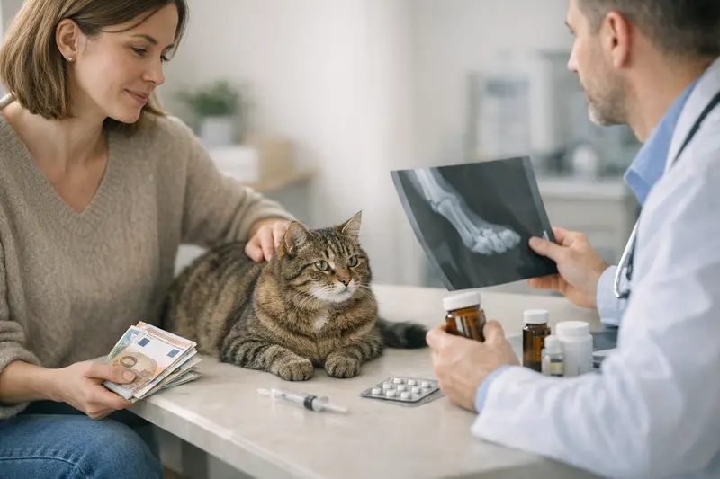Tierarztbesuch für Katzen Eine Katze wird beim Tierarzt untersucht, um die Bedeutung von Vorsorge und Behandlungskosten zu verdeutlichen.