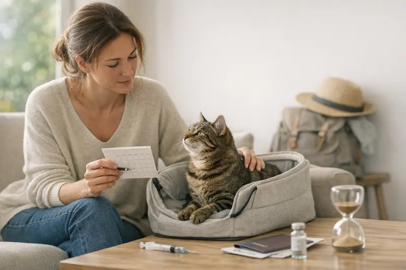 Katzenimpfung beim Tierarzt Eine Katze beim Tierarzt während einer Impfung, das Bild verdeutlicht die Bedeutung von Wartezeiten bei Impfungen.