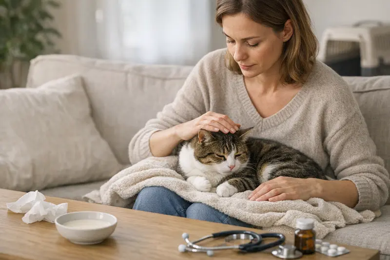 Symptome von Unverträglichkeiten bei Katzen Kätzchen mit deutlichen Symptomen einer Unverträglichkeit wie Unruhe und Erbrechen.