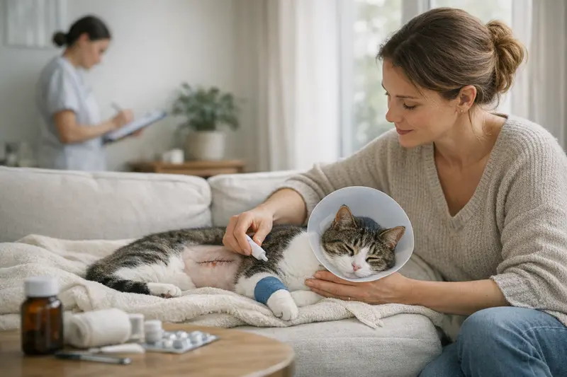 Nachsorge bei Katzen-OP Tierärztliche Nachsorge für eine Katze nach einer Operation