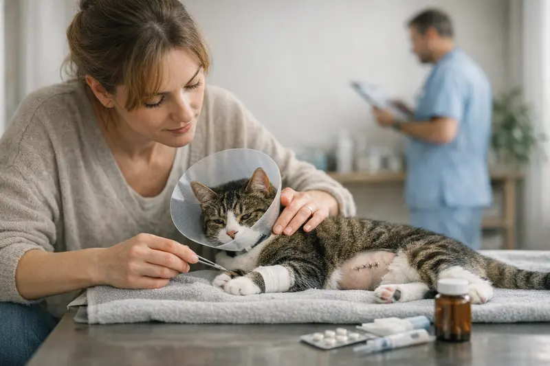 Nachkontrolle Katzenversicherung Nachkontrolle beim Tierarzt für eine Katze nach einer OP
