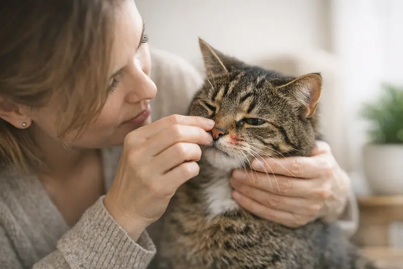 Katzen mit Tasthaar-Problemen sollten rechtzeitig zum Tierarzt gebracht werden.