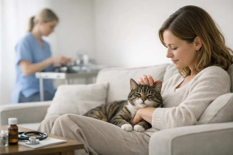 Vorsorgeuntersuchung für Katzen Gesunde Katze beim Tierarzt zur Vorsorgeuntersuchung
