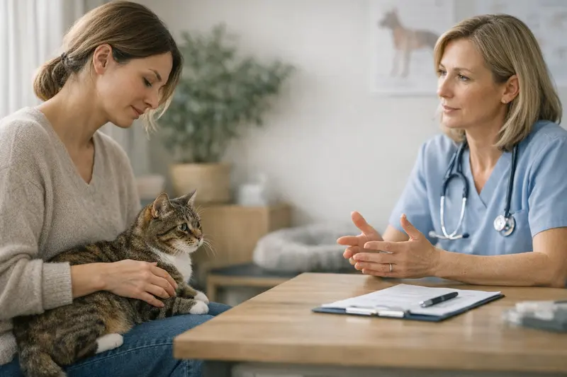 Tierarztgespräch über Verhaltensberatung für Katzen