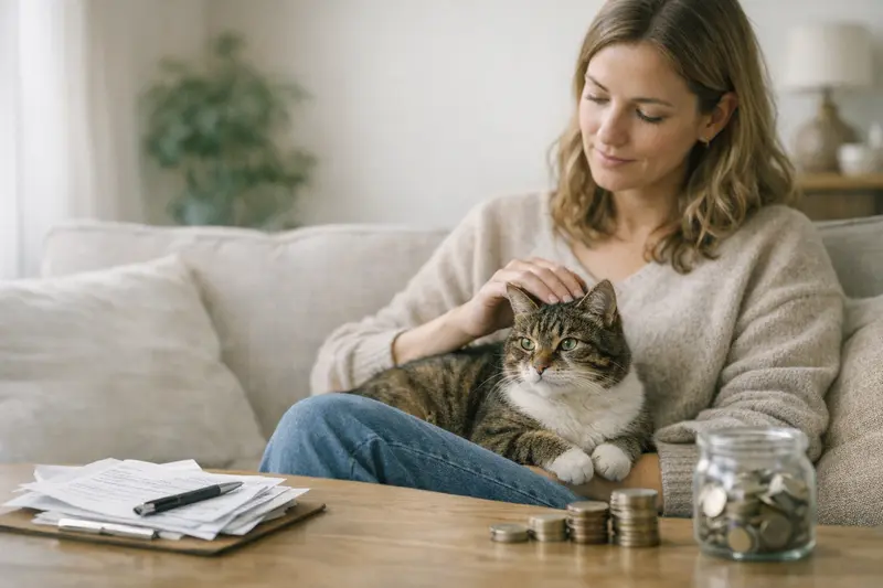 Katzenarztbesuch zur Gesundheitsvorsorge Eine glückliche Katze beim Tierarzt zur Gesundheitsuntersuchung.