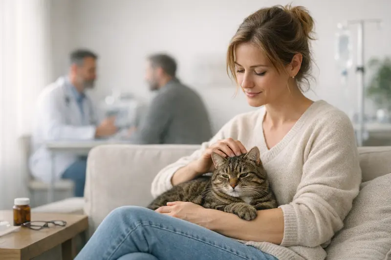 Katzenvorsorge beim Tierarzt Eine Katze beim Tierarzt, die Gesundheitsvorsorge für Haustiere symbolisiert.