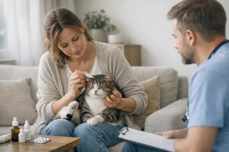 Katzen Allergie Untersuchen Eine Katze wird bei einem Tierarzt auf Allergien untersucht.