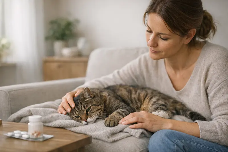 Eine Katze untersucht den Gesundheitszustand beim Tierarzt, relevante Situation zur Katzenkrankenversicherung