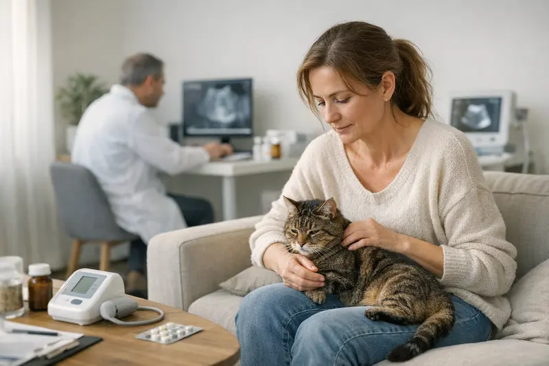 Tierarztuntersuchung bei Katzenarthritis Eine Katze wird beim Tierarzt untersucht, um die Ursachen für ihre Arthritis zu klären.
