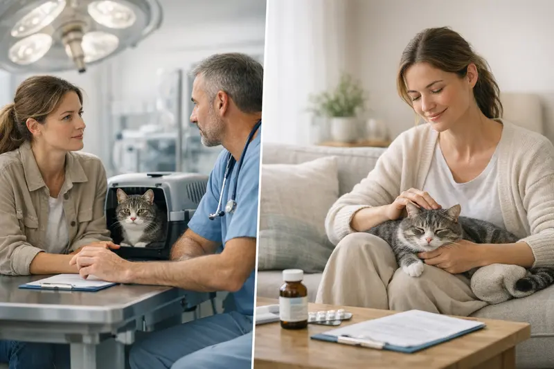 Eine Katze wird vom Tierarzt untersucht, um herauszufinden, ob OP-Schutz oder Krankenschutz die bessere Wahl ist.