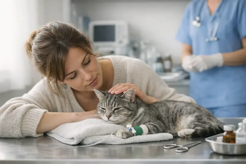 Tierarztkosten bei Beschwerden nach Pflanzenkontakt Krankheitssymptome einer Katze nach Pflanzenkontakt beim Tierarzt überprüfen lassen.
