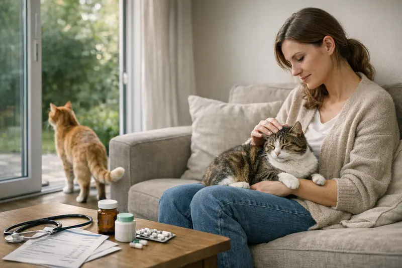 Risiken und Versicherungsbedarf für freilaufende Katzen Eine Katze, die im Garten spielt, symbolisiert die Risiken von Freigang und den Bedarf an passender Versicherung.