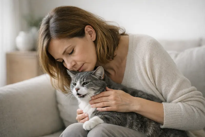 Katze mit Atemproblemen - Gesundheitsvorsorge Eine Katze mit Atemproblemen, die ärztlich untersucht wird.