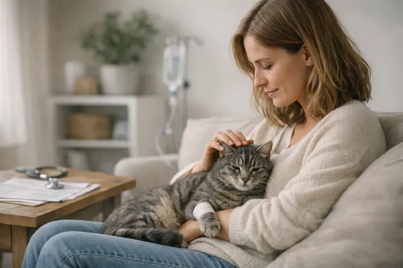 Eine Katze wird von einem Tierarzt untersucht, um die Notwendigkeit einer Katzenkrankenversicherung zu bestimmen.