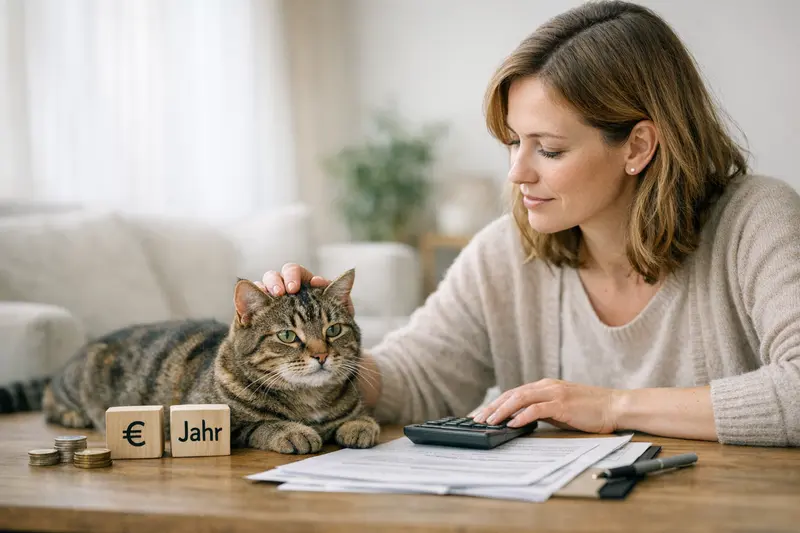Katzenkrankenversicherung und Selbstbeteiligung Eine Katze beim Tierarzt, die auf ihre Gesundheitsversorgung wartet