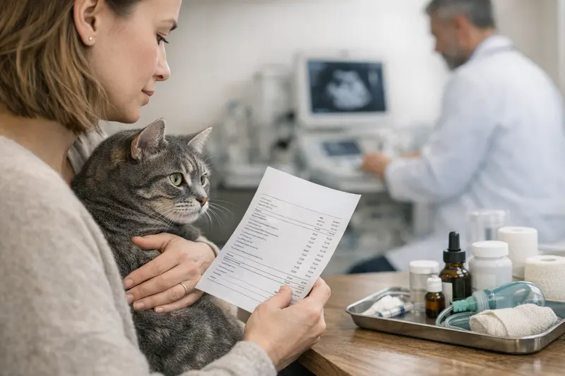 Tierarztbesuch Katze Eine Tierärztin untersucht eine Katze auf einer Untersuchungsliege.