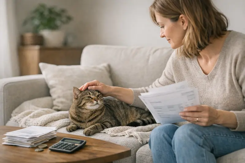 Selbstbeteiligung bei Katzenversicherungen Eine Katze bei einem Tierarzt, umgeben von Behandlungsutensilien, symbolisiert die Selbstbeteiligung bei Katzenversicherungen.