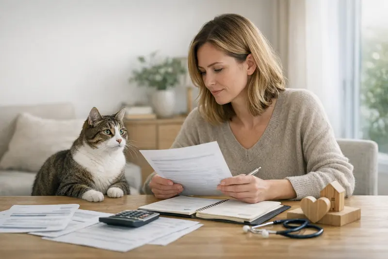 Katzenkrankenversicherung Tarifvergleich Katze wird vom Tierarzt untersucht, um die optimalen Versicherungstarife zu ermitteln.