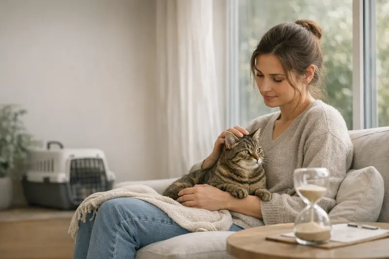 Wartezeiten in der Katzenversicherung Eine Katze in einer Tierarztpraxis, die auf eine Behandlung wartet, verdeutlicht die Wichtigkeit von Wartezeiten in der Katzenversicherung.