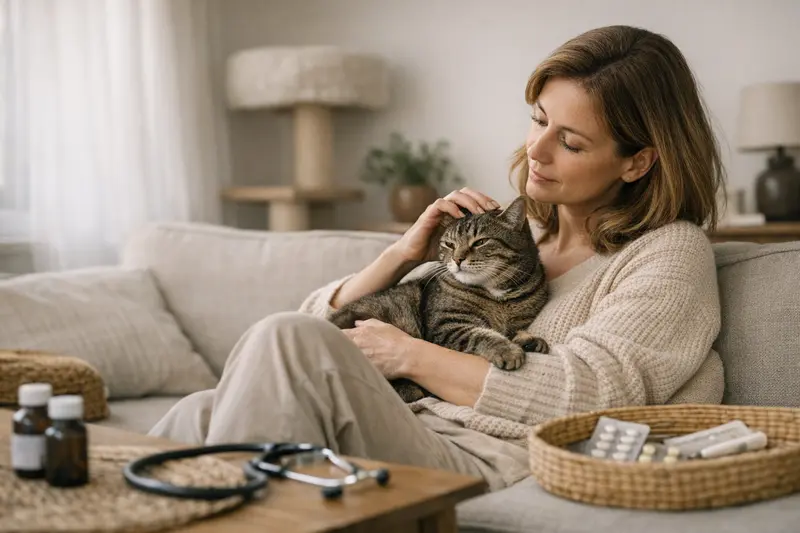 Vorsorge in der Katzenkrankenversicherung Eine Katze bei einer tierärztlichen Untersuchung zur Vorsorge.
