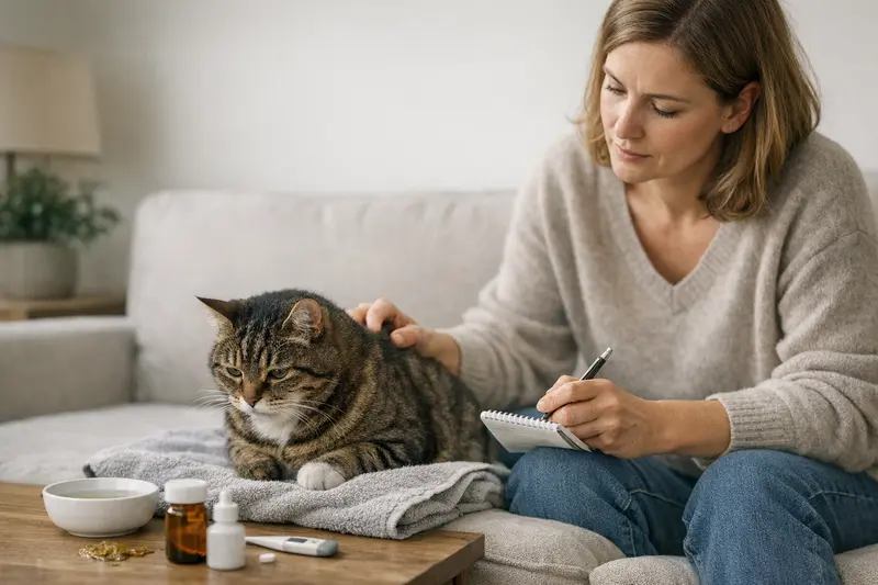 Medikamentengabe bei Katzen fachgerecht klären Tierarzt berät Katzenbesitzer bezüglich der Medikamentengabe