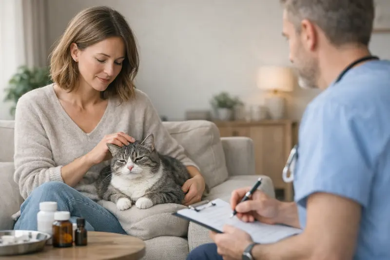 Bild einer Katze beim Tierarzt, das die Wichtigkeit einer Katzenkrankenversicherung verdeutlicht.