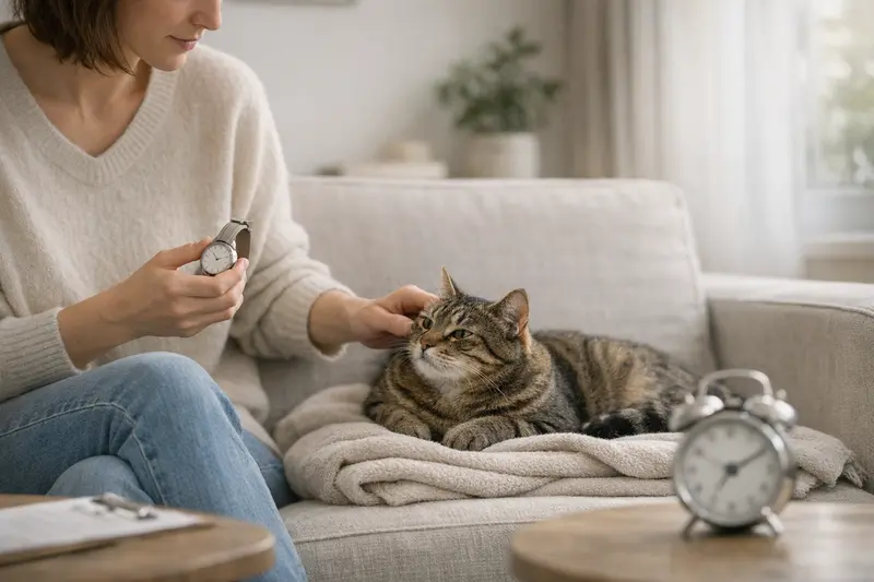 Wartezeiten in der Katzenkrankenversicherung Eine Katze bei einem Tierarzt, um die Bedeutung von Wartezeiten in der Katzenkrankenversicherung darzustellen.
