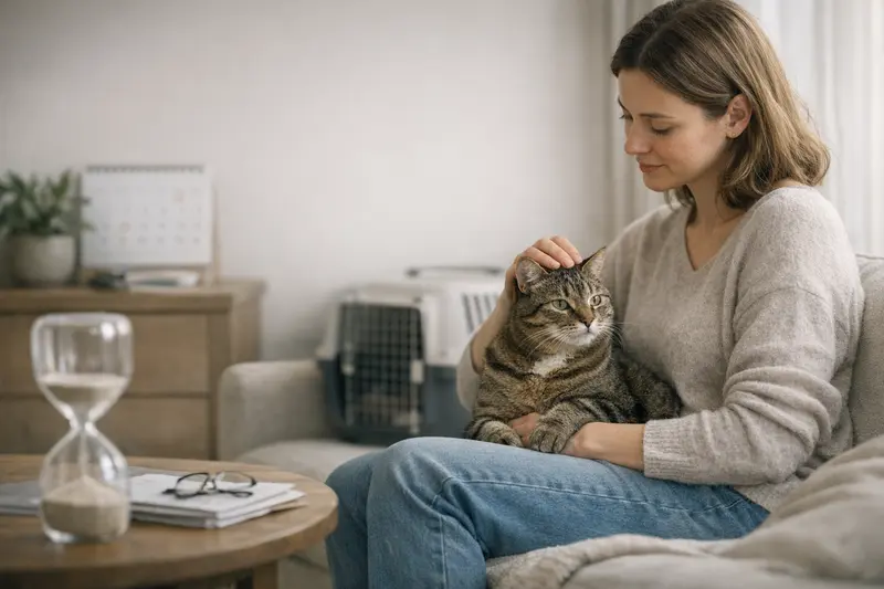 Wartezeiten in der Katzenversicherung Katzenbesitzerin überprüft die Wartezeiten ihrer Katzenkrankenversicherung