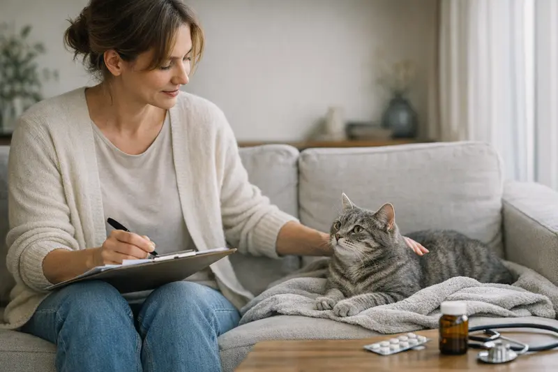 Eine Katze beim Tierarzt, die eine Untersuchung erhält, symbolisiert die Bedeutung von Vorerkrankungen in der Katzenkrankenversicherung.