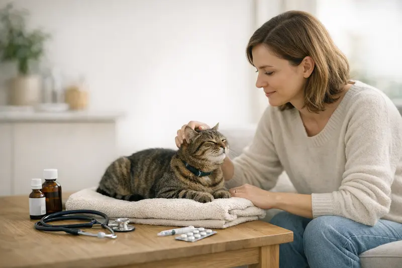 Vorsorgeleistungen Katzenkrankenversicherung Ärztliche Vorsorgeuntersuchung für eine Katze mit Tierarzt