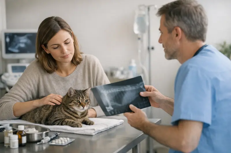 Tierarztkosten für Katzen: Erstattungsfähige Leistungen Tierarztkosten einer Katze mit verschiedenen Behandlungsoptionen