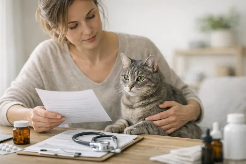 Tierarztbesuch Katze Krankenversicherung Eine Katze wird von einem Tierarzt untersucht, um die beste Krankenversicherung auszuwählen.