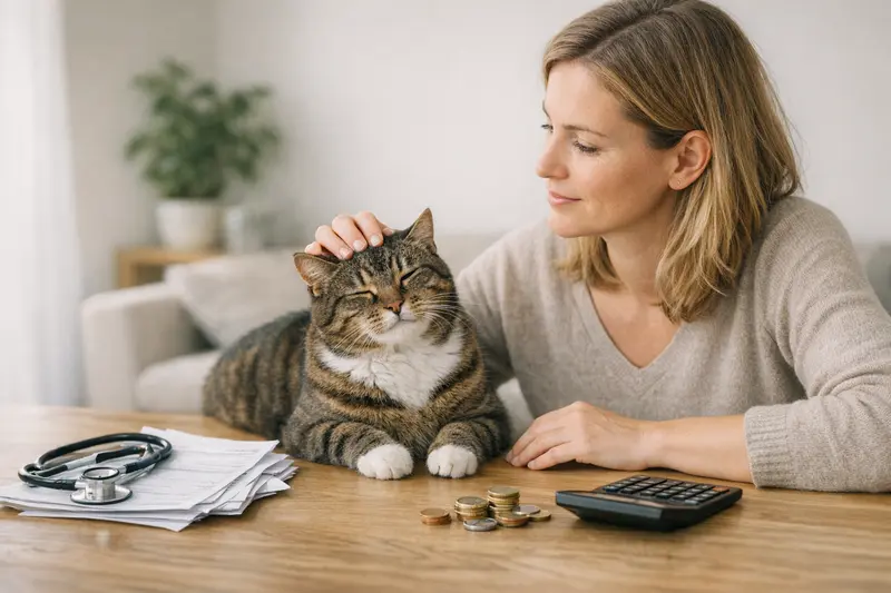 Katzenversicherung Vergleich Erstattungssatz Eine Katze wird von einem Tierarzt untersucht, um die optimale Versicherung für Tierarztkosten zu finden.